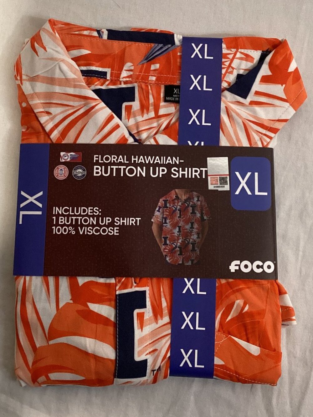 Illinois NCAA Floral Hawaiian Button Up Shirt